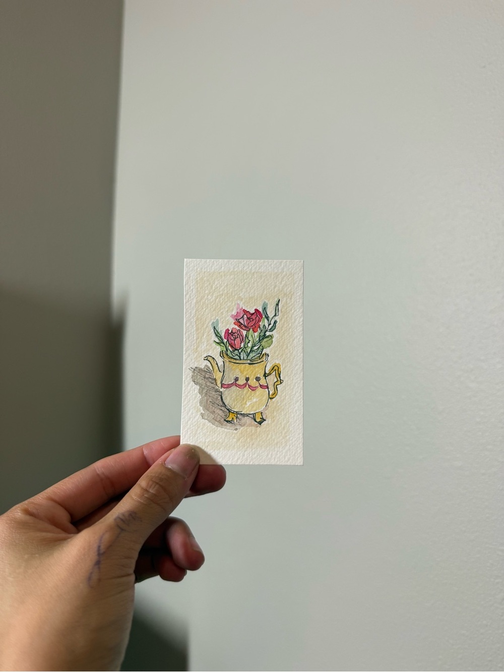 Hand-Painted Yellow Floral Teacup ACEO